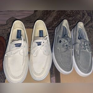 Sperry White and Gray Boat Shoes